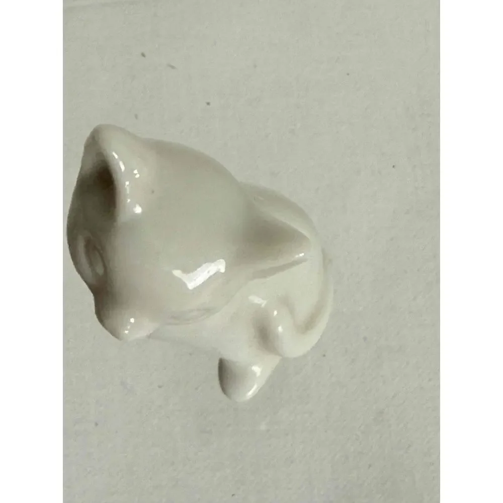Porcelain White Cat Figurine Collectible Japan Miniature Shadowbox